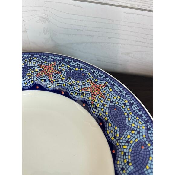 Vintage 90s Pier 1 Imports Starfish Mosaic pasta/soup bowls Set of 2 - Picture 3 of 8